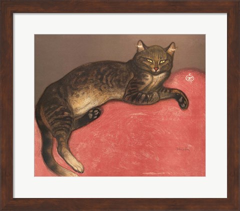 Framed Cat on a Cushion Print