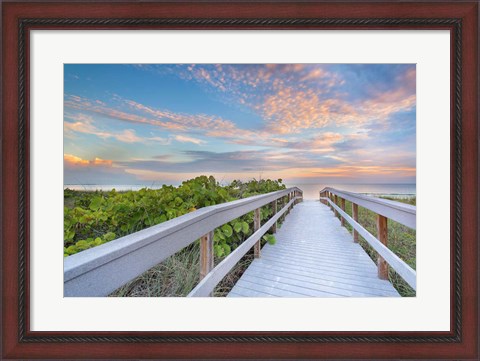Framed Walk To Sunset Beach Print