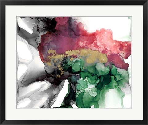 Framed Emerald &amp; Coral Expression I Print