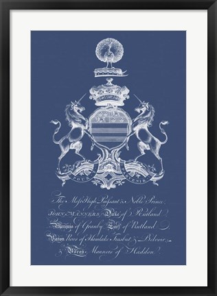 Framed Heraldry on Navy III Print