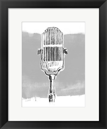 Framed Monochrome Microphone II Print