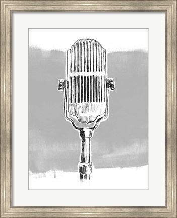 Framed Monochrome Microphone II Print