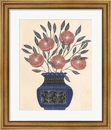 Framed Vase of Flowers I Print