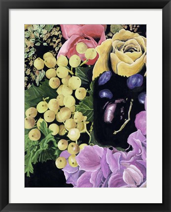 Framed Floral on Black I Print