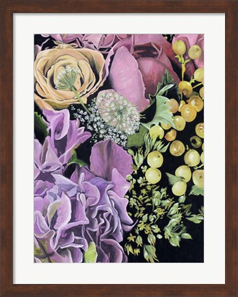 Framed Floral on Black III Print