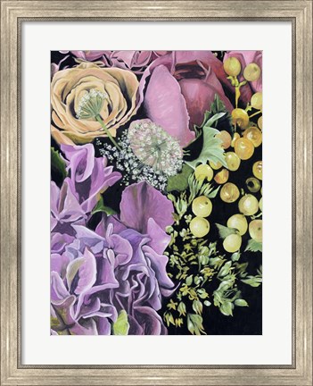 Framed Floral on Black III Print