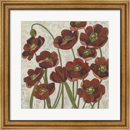 Framed Sangria Poppies I Print