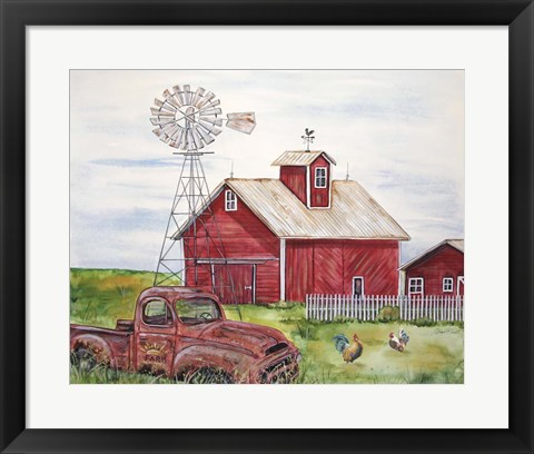 Framed Rural Red Barn A Print