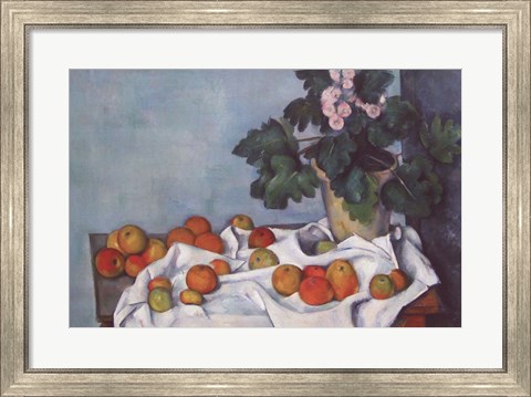 Framed Still Life with Apples and a Pot of Primroses Print