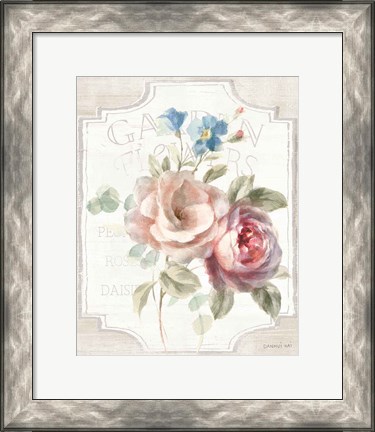 Framed Cottage Garden IV on wood Print