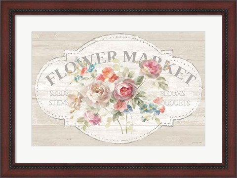 Framed Cottage Garden I on wood Print