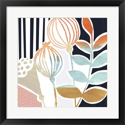 Framed Patterned Flora II Print