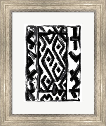 Framed African Textile Woodcut V Print