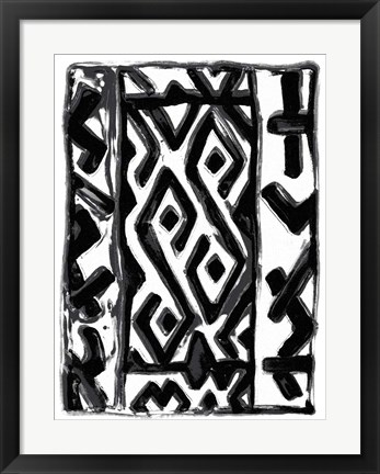 Framed African Textile Woodcut V Print