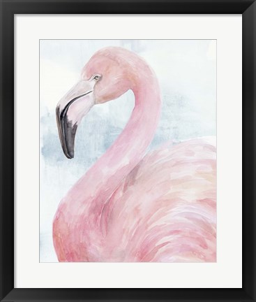 Framed Pink Flamingo Portrait II Print