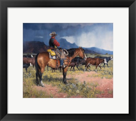 Framed Twenty Years in the Saddle Print