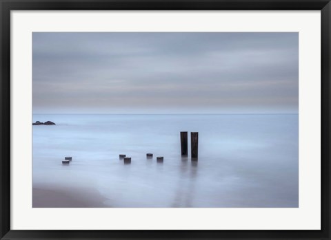 Framed Beach Pilings on Stormy Sunrise, Cape May National Seashore, NJ Print