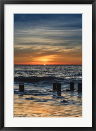 Framed Sunrise On Winter Shoreline 3, Cape May National Seashore, NJ Print