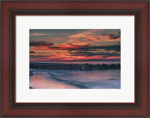 Framed Sunrise On Winter Shoreline 6, Cape May National Seashore, NJ Print