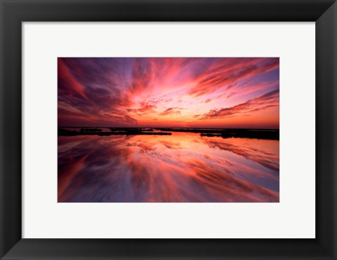 Framed Sunset Reflection on Beach 3, Cape May, NJ Print