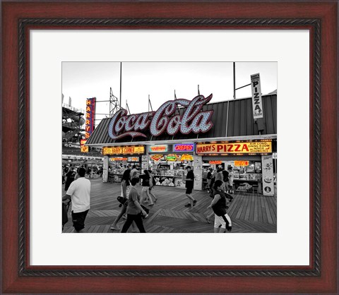 Framed Coca Cola Sign - Boardwalk, Wildwood NJ Print