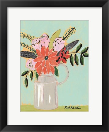 Framed Bouquet on Robin&#39;s Egg Print