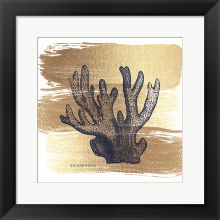 Framed Brushed Gold Elkhorn Coral Print