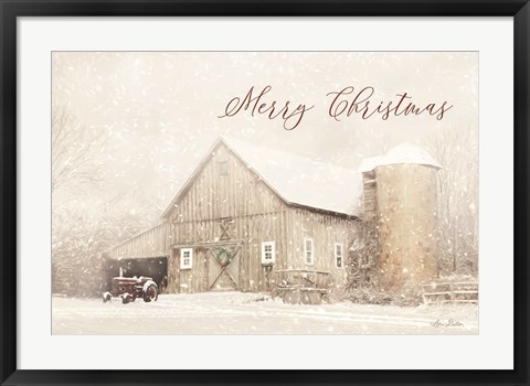 Framed Merry Christmas Farm Print