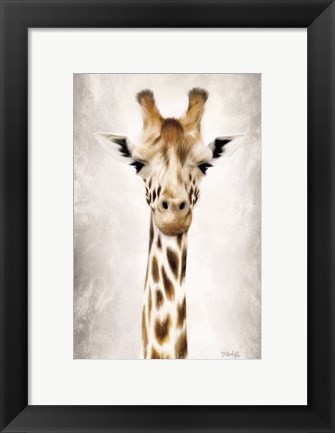 Framed Geri the Giraffe Up Close Print