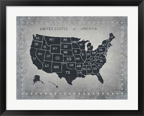 Framed Riveting USA Map Print