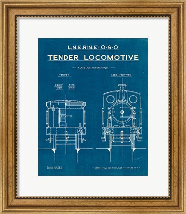 Framed Locomotive Blueprint III Print