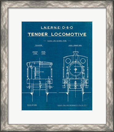 Framed Locomotive Blueprint III Print