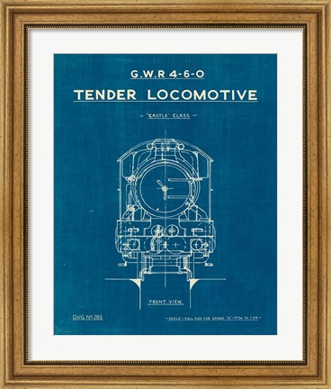 Framed Locomotive Blueprint II Print