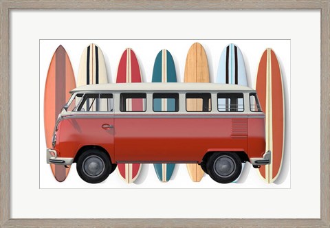 Framed Surfer Van Print
