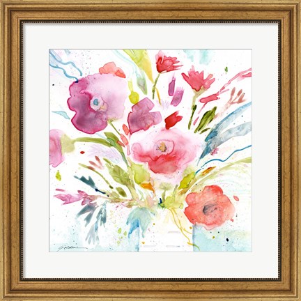 Framed Bouquet with Magenta Print