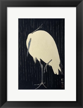Framed Egret in the Rain, 1925-1936 Print