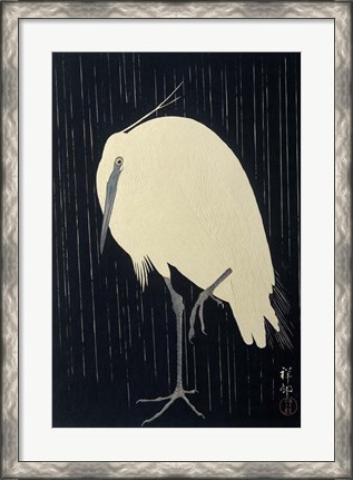 Framed Egret in the Rain, 1925-1936 Print