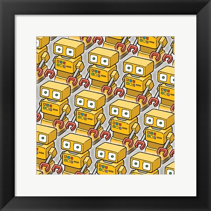 Framed Yellow Robo Army Print