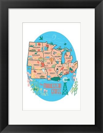 Framed Midwestern States Print