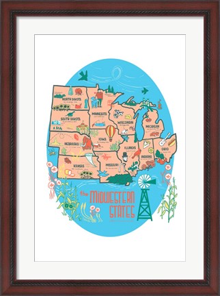 Framed Midwestern States Print
