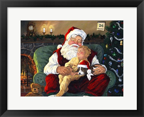 Framed Santa With Child Print