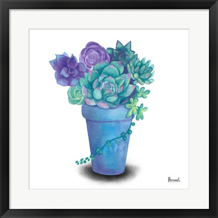 Framed Turquoise Succulents IV Print