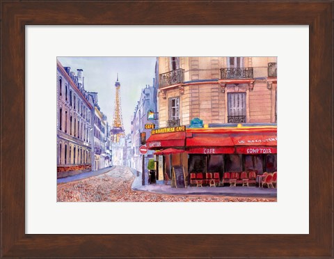 Framed Paris Cafe w/Eiffel Print