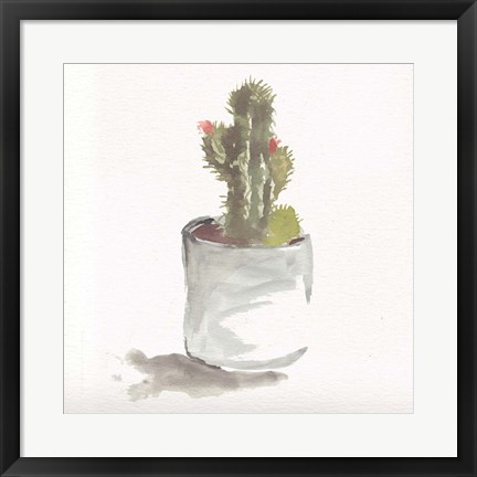 Framed Watercolor Cactus Still Life II Print