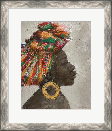 Framed Portrait of a Woman I (gold hoop) Print