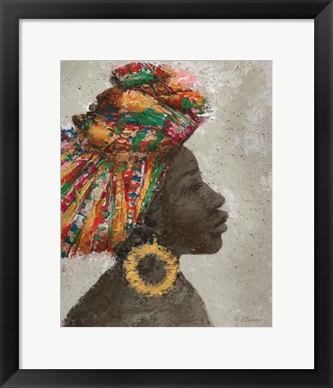 Framed Portrait of a Woman I (gold hoop) Print
