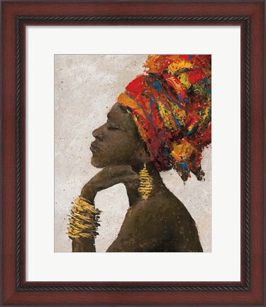 Framed Portrait of a Woman II (gold bracelets) Print