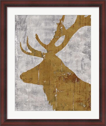 Framed Rustic Lodge Animals Deer on Grey Print