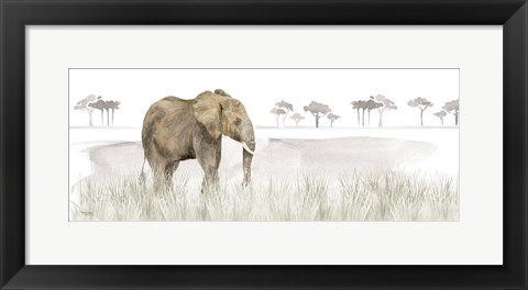 Framed Serengeti Elephant horizontal panel Print