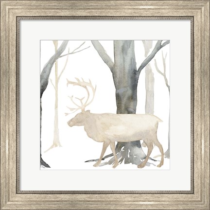Framed Winter Forest Elk Print
